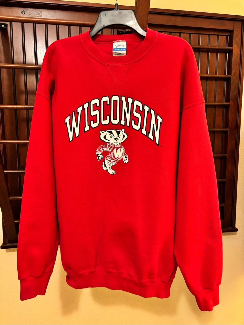 Wisconsin Badger Red Crewneck Sweatshirt - Collegiate Logo